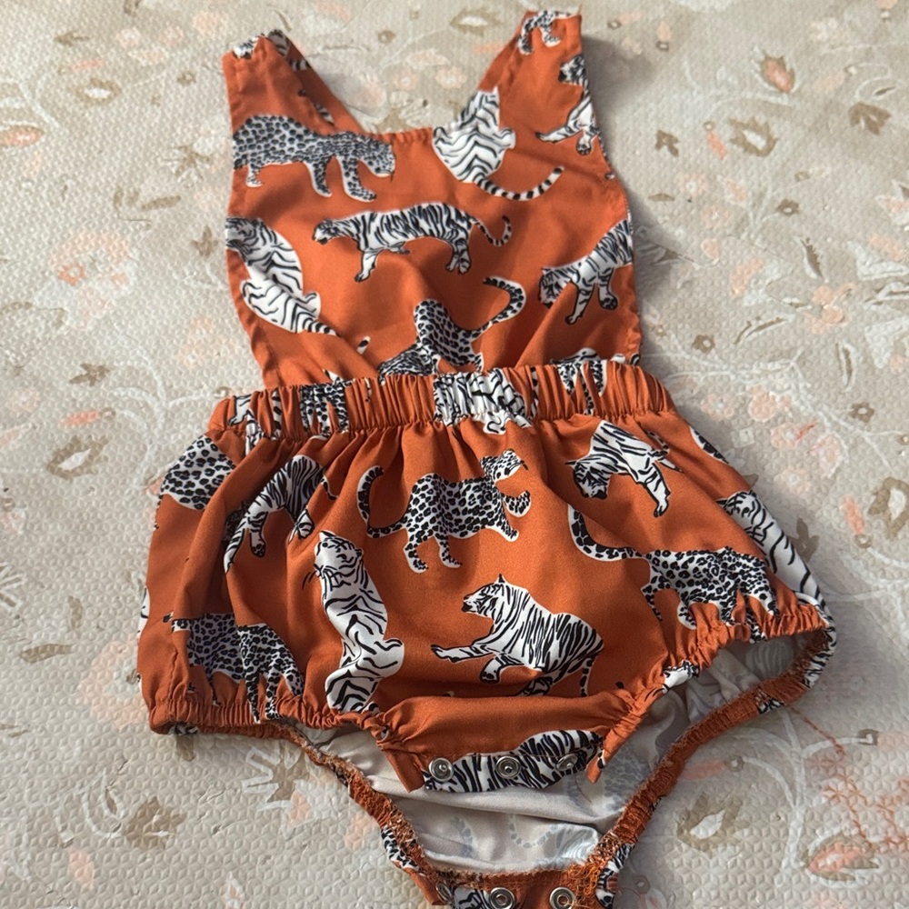 Boutique 9 Orange Tiger Print Kids One Piece